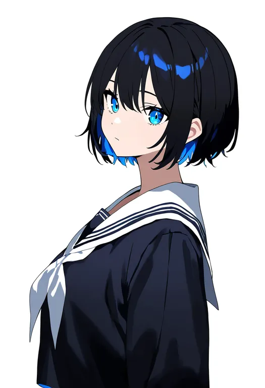 masterpiece, best quality, newest, absurdres, highres, safe, white_sailor_collar, 1girl, solo, simple_background — by k3scat, made with ComfyUI