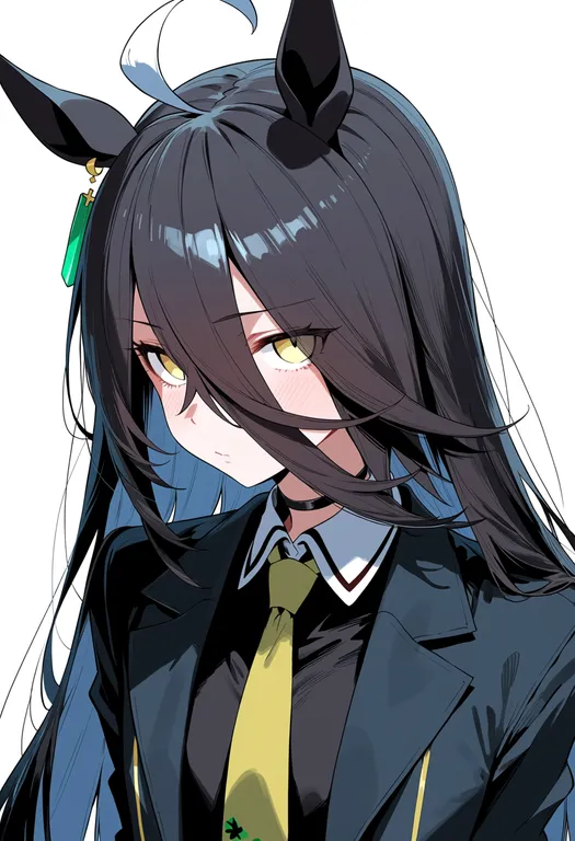 masterpiece, best quality, score_7, safe, manhattan cafe (creeping black) (umamusume), umamusume, solo, upper body… — by k3scat, made with ComfyUI