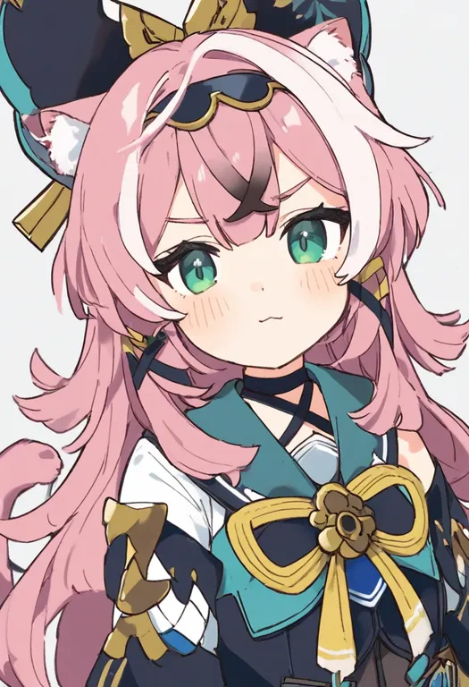 masterpiece, best quality, general, cat girl, 1girl, solo, simple background — by k3scat, made with ComfyUI
