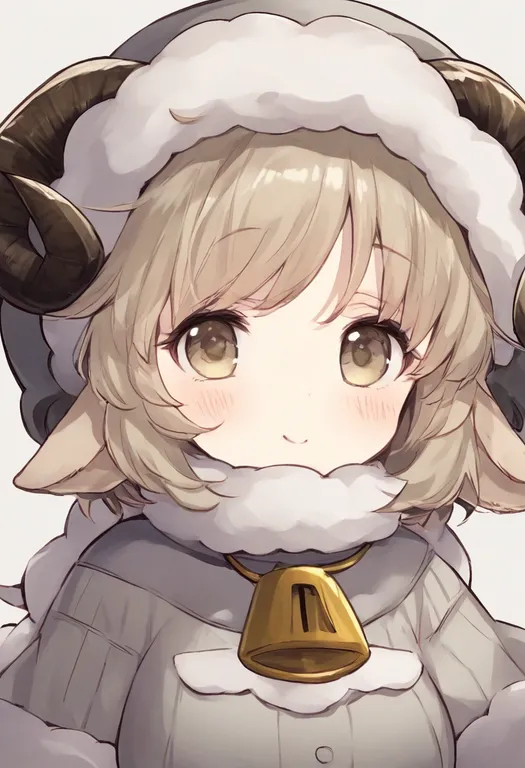 masterpiece, best quality, general, sheep ears, 1girl, solo, upper body, simple background — by k3scat, made with ComfyUI