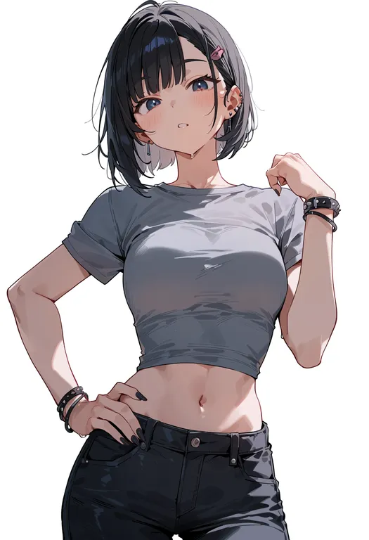 masterpiece, best quality, score_7, safe, curious, 1girl, solo, simple background — by k3scat, made with ComfyUI