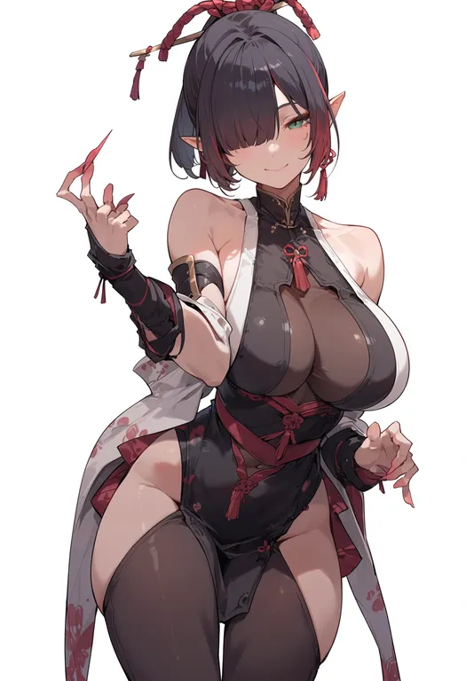 masterpiece, best quality, score_7, safe, tenka hyakken, solo, simple background — by k3scat, made with ComfyUI