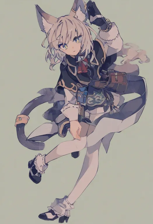 masterpiece, best quality, general, tail ring, 1girl, solo, simple background — by k3scat, made with ComfyUI