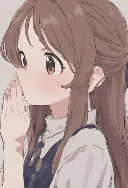 masterpiece, best quality, general, whispering in ear, 1girl, solo, simple background — by k3scat, made with ComfyUI