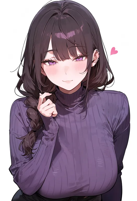 masterpiece, best quality, score_7, safe, purple sleeves, 1girl, solo, upper body, simple background — by k3scat, made with ComfyUI