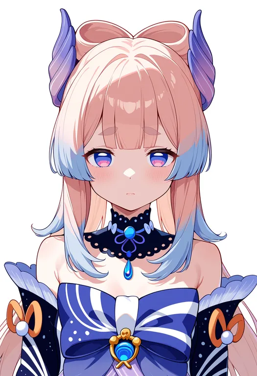 masterpiece, best quality, score_7, safe, sangonomiya kokomi, solo, upper body, simple background — by k3scat, made with ComfyUI