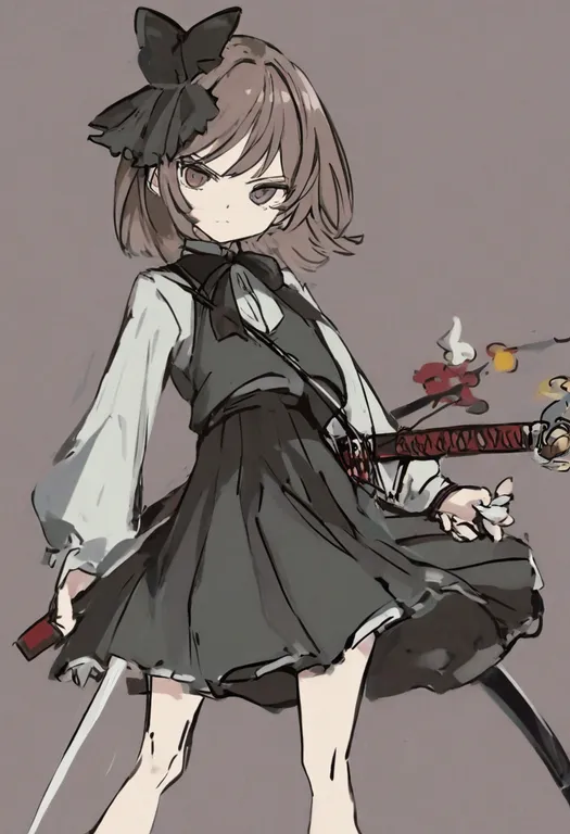 masterpiece, best quality, general, katana, 1girl, solo, simple background — by k3scat, made with ComfyUI