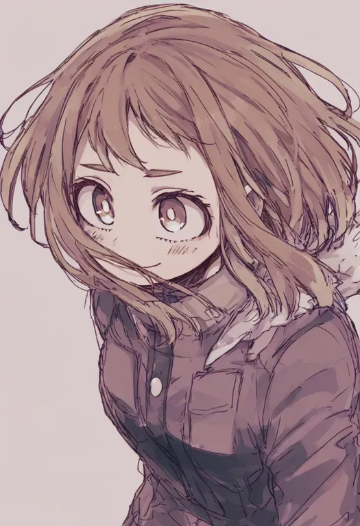 masterpiece, best quality, general, uraraka ochaco, boku no hero academia, solo, upper body, simple background — by k3scat, made with ComfyUI