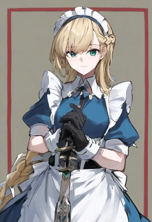 masterpiece, best quality, general, braid, 1girl, solo, simple background — by k3scat, made with ComfyUI
