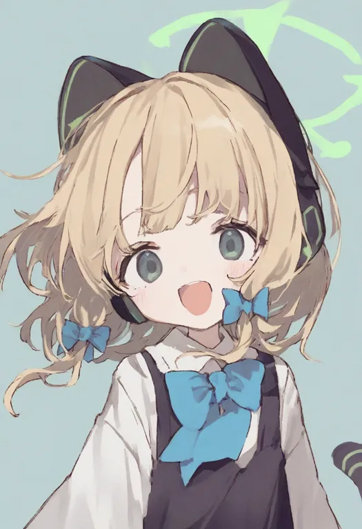 masterpiece, best quality, general, blue bow, 1girl, solo, simple background — by k3scat, made with ComfyUI