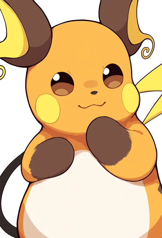 masterpiece, best quality, score_7, safe, raichu, solo, upper body, simple background — by k3scat, made with ComfyUI