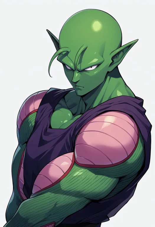 masterpiece, best quality, score_7, safe, piccolo, solo, upper body, simple background — by k3scat, made with ComfyUI