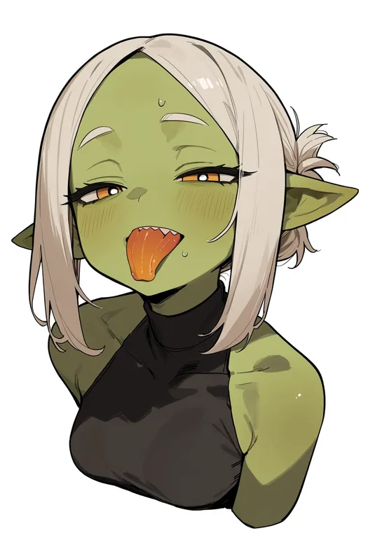 masterpiece, best quality, score_7, safe, creature as food, 1girl, solo, upper body, simple background — by k3scat, made with ComfyUI