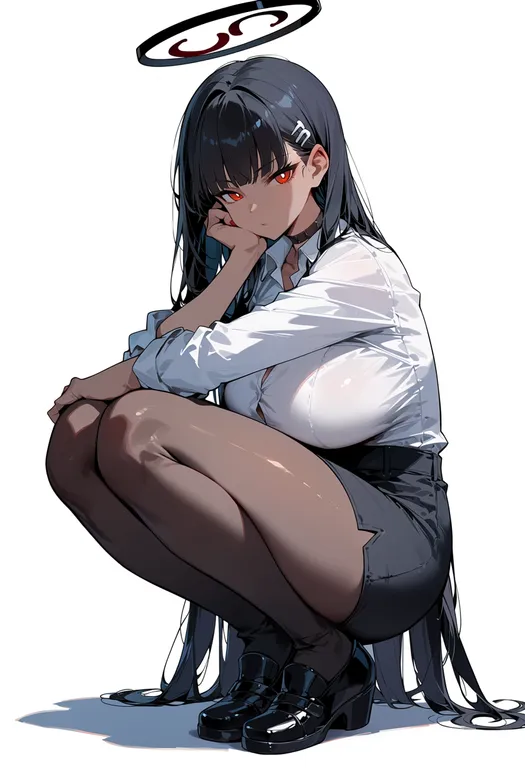 masterpiece, best quality, score_7, safe, dark halo, 1girl, solo, simple background — by k3scat, made with ComfyUI