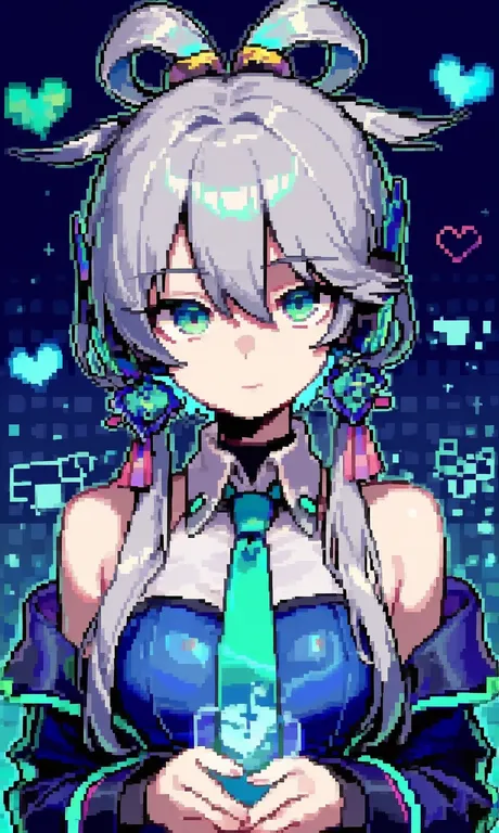 masterpiece, pixel_art, pixelated, pixel_heart, pixel_sunglasses, sprite_art, 1 girl, pixel_text… — by 🦋MiMo大王——冷太阳🍀, made with ComfyUI