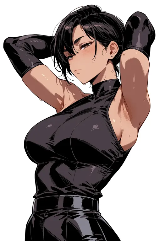 masterpiece, best quality, score_7, safe, komamura sajin, solo, upper body, simple background — by k3scat, made with ComfyUI