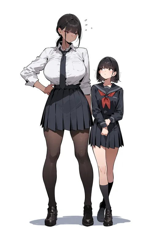 masterpiece, best quality, score_7, safe, height difference, 1girl — by k3scat, made with ComfyUI