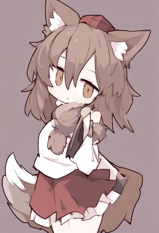 masterpiece, best quality, general, wolf tail, 1girl, solo, simple background — by k3scat, made with ComfyUI