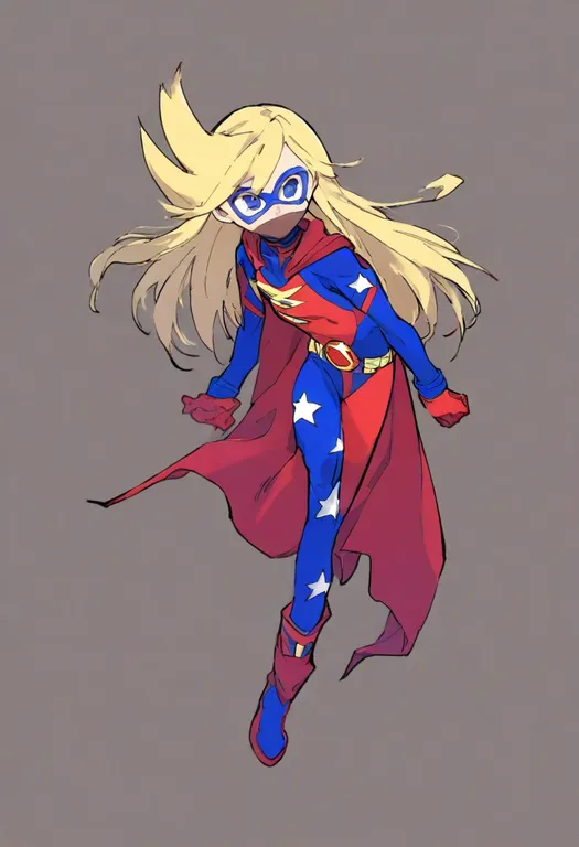 masterpiece, best quality, general, superhero costume, 1girl, solo, full body, simple background — by k3scat, made with ComfyUI