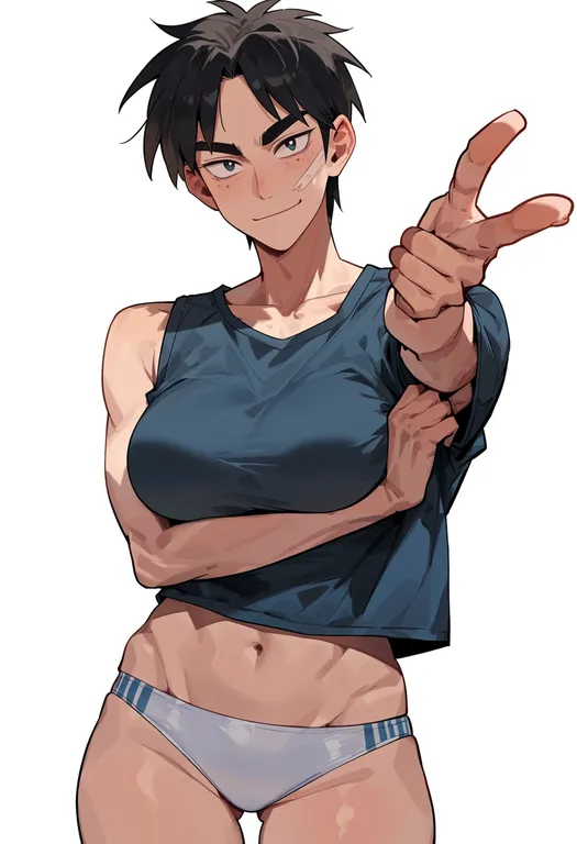 masterpiece, best quality, score_7, safe, kaiji, solo, simple background — by k3scat, made with ComfyUI