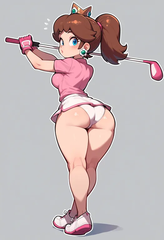 masterpiece, best quality, score_7, safe, mario golf, solo, full body, simple background — by k3scat, made with ComfyUI