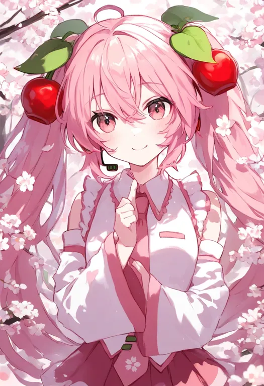 masterpiece, best quality, general, sakura miku, solo, upper body — by k3scat, made with ComfyUI