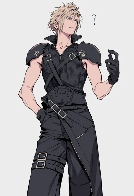 masterpiece, best quality, score_7, safe, final fantasy vii advent children, solo, simple background — by k3scat, made with ComfyUI