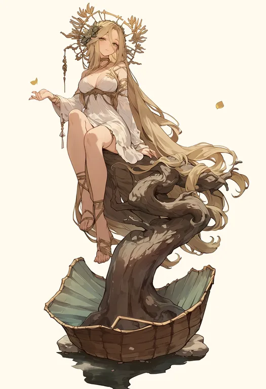 masterpiece, best quality, score_7, safe, the birth of venus, solo, simple background — by k3scat, made with ComfyUI