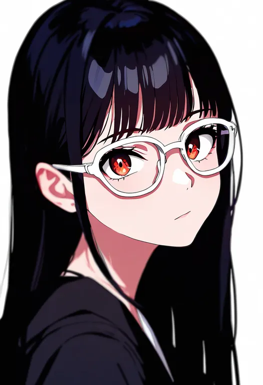 masterpiece, best quality, newest, absurdres, highres, safe, white-framed_eyewear, 1girl, solo, portrait… — by k3scat, made with ComfyUI