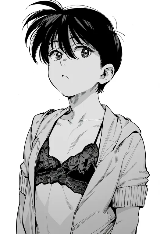 masterpiece, best quality, score_7, safe, kudou shin'ichi, solo, upper body, simple background — by k3scat, made with ComfyUI