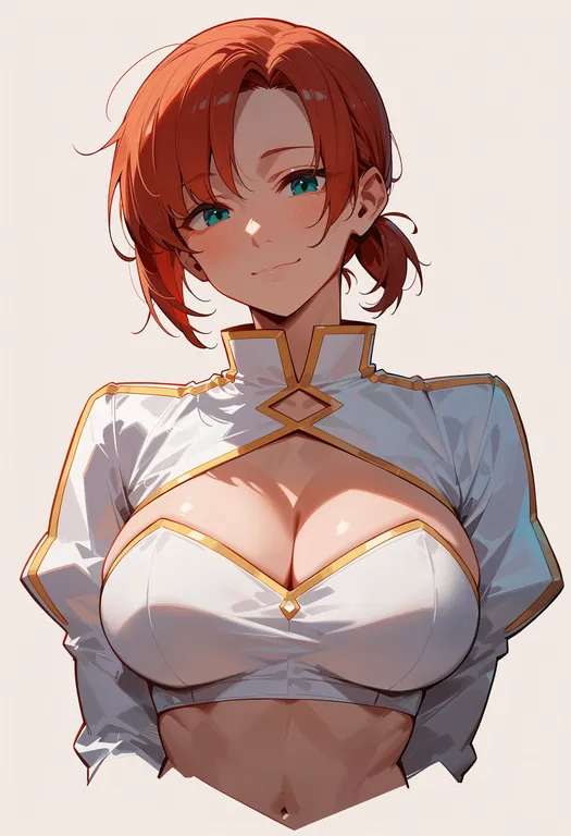masterpiece, best quality, score_7, safe, boudica (fate), solo, upper body, simple background — by k3scat, made with ComfyUI