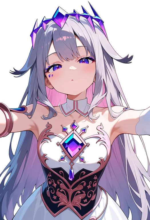 masterpiece, best quality, score_7, safe, pebble (koseki bijou), solo, upper body, simple background — by k3scat, made with ComfyUI