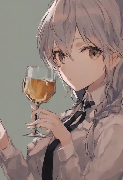 masterpiece, best quality, general, drinking glass, 1girl, solo, upper body, simple background — by k3scat, made with ComfyUI