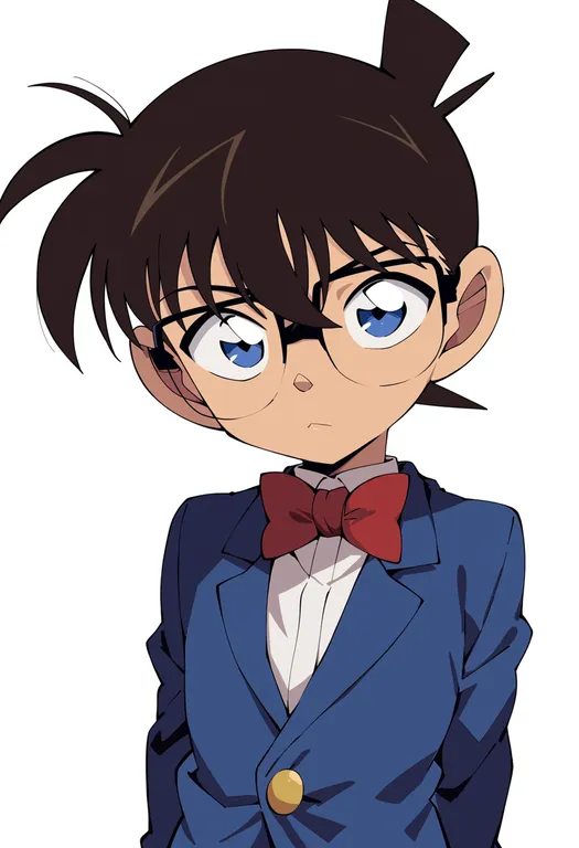 masterpiece, best quality, score_7, safe, edogawa conan, solo, upper body, simple background — by k3scat, made with ComfyUI