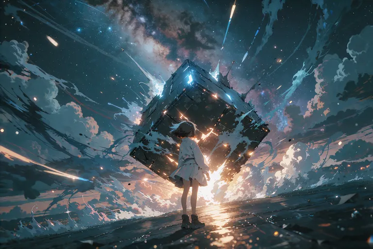 zidiusArt, --preview，@wdlnai13, Anime style, extreme wide shot, a beautiful anime girl standing alone in the vast cosmic — by 天才美少女, made with ComfyUI