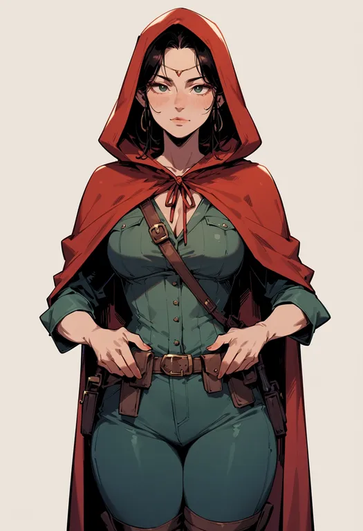 masterpiece, best quality, score_7, safe, red hood and the outlaws, solo, simple background — by k3scat, made with ComfyUI