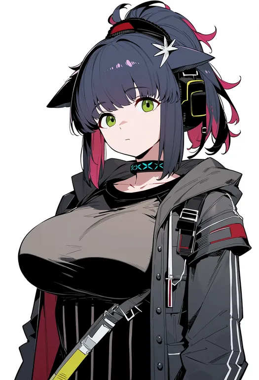 masterpiece, best quality, score_7, safe, jessica (arknights), arknights, solo, upper body, simple background — by k3scat, made with ComfyUI