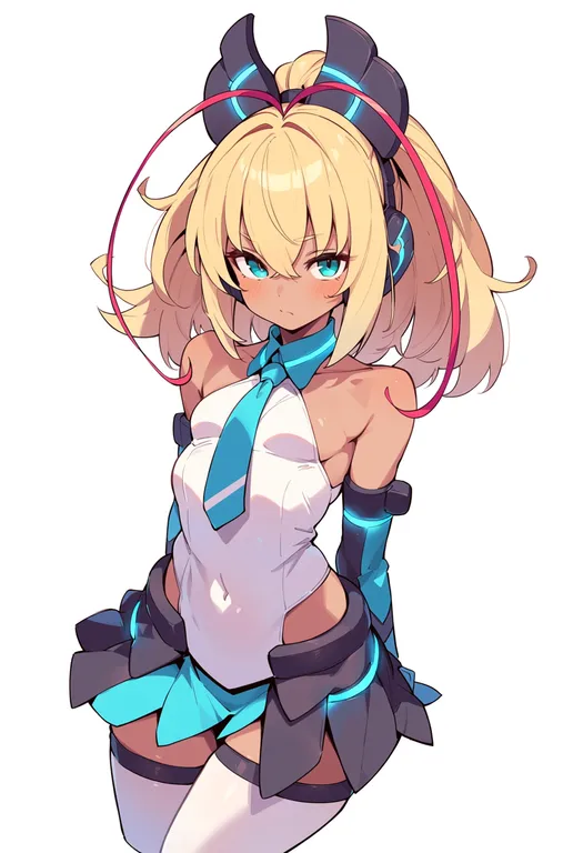 masterpiece, best quality, score_7, safe, azure striker gunvolt, solo, simple background — by k3scat, made with ComfyUI