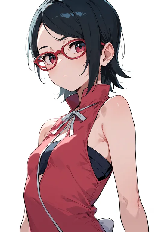 masterpiece, best quality, score_7, safe, uchiha sarada, solo, upper body, simple background — by k3scat, made with ComfyUI