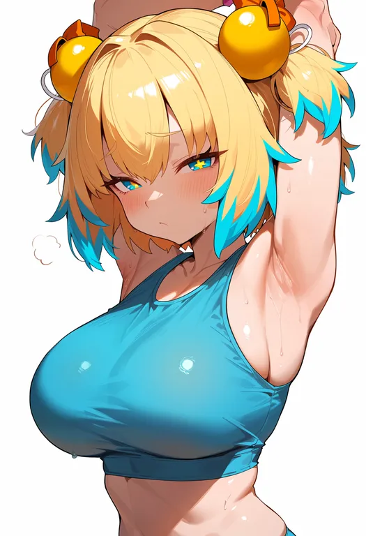 masterpiece, best quality, score_7, safe, pine (bombergirl), bombergirl, solo, upper body, simple background — by k3scat, made with ComfyUI