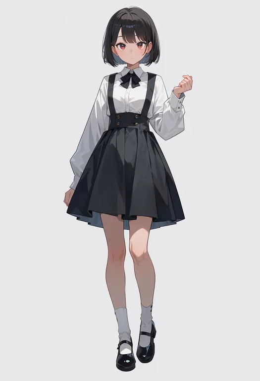 masterpiece, best quality, score_7, safe, mary janes, 1girl, solo, full body, simple background — by k3scat, made with ComfyUI
