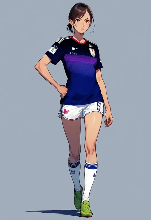 masterpiece, best quality, score_7, safe, 2006 fifa world cup, solo, full body, simple background — by k3scat, made with ComfyUI
