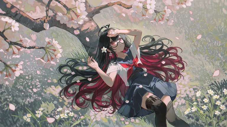 1girl, solo, wide shot, spring (season), muted colors, desaturated, painterly, watercolor (medium), gouache (medium)… — by qiye1145, made with SD WebUI