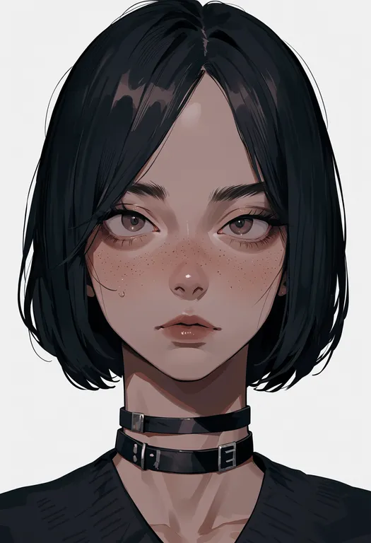 masterpiece, best quality, score_7, safe, pleading eyes, 1girl, solo, portrait, simple background — by k3scat, made with ComfyUI
