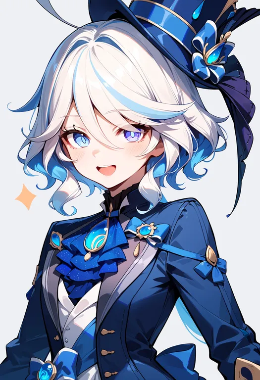 masterpiece, best quality, score_7, safe, furina (genshin impact), genshin impact, solo, upper body, simple background — by k3scat, made with ComfyUI