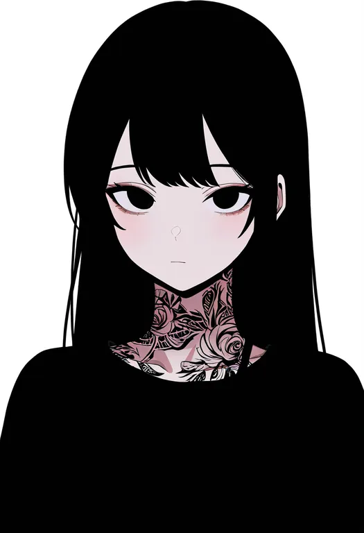 masterpiece, best quality, newest, absurdres, highres, safe, neck_tattoo, 1girl, solo, simple_background — by k3scat, made with ComfyUI