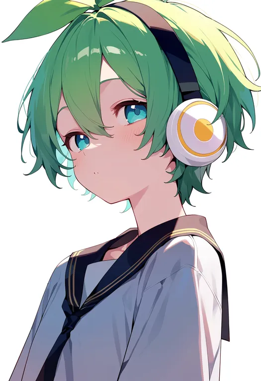 masterpiece, best quality, score_7, safe, flower (vocaloid), vocaloid, solo, upper body, simple background — by k3scat, made with ComfyUI