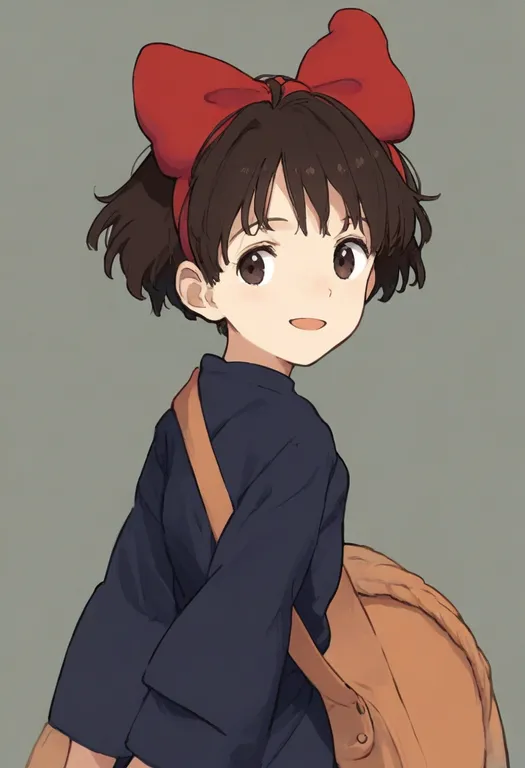 masterpiece, best quality, general, kiki (majo no takkyuubin), majo no takkyuubin, solo, upper body, simple background — by k3scat, made with ComfyUI