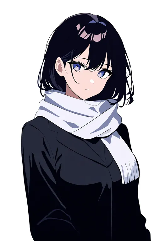masterpiece, best quality, newest, absurdres, highres, safe, white_scarf, 1girl, solo, upper_body, simple_background — by k3scat, made with ComfyUI