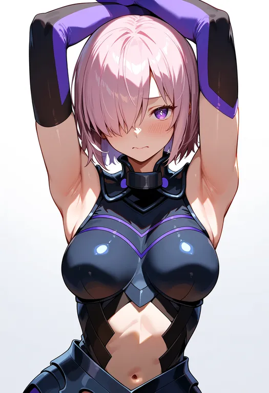 masterpiece, best quality, score_7, safe, mash kyrielight, fate/grand order, solo, upper body, simple background — by k3scat, made with ComfyUI